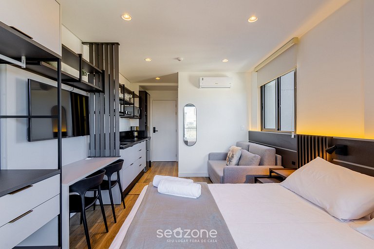 Studio em condomínio beira-mar c/ piscina PSO0709