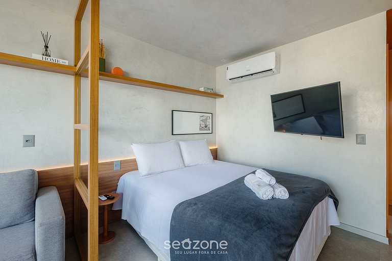 Studio em prédio c/ piscina e vista mar LIV1612