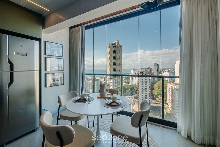 Studio em prédio c/ piscina e vista mar LIV1612