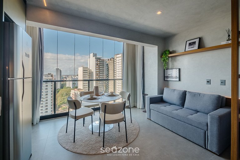 Studio em prédio c/ piscina e vista mar LIV1612