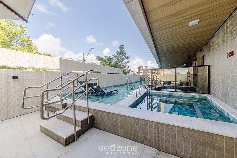 Conforto em cond. c/ piscina a 350m do Mar SLI0704