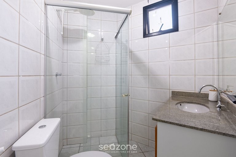 Apto c/ balcón y vista al mar en Guarapari DBH0807