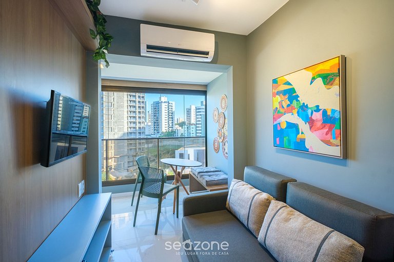 Apto cerca del mar en edificio c/ piscina SMT0505