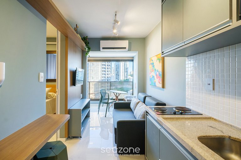 Apto cerca del mar en edificio c/ piscina SMT0505