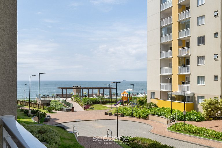 Apto vista mar em cond pé na areia VAC0603