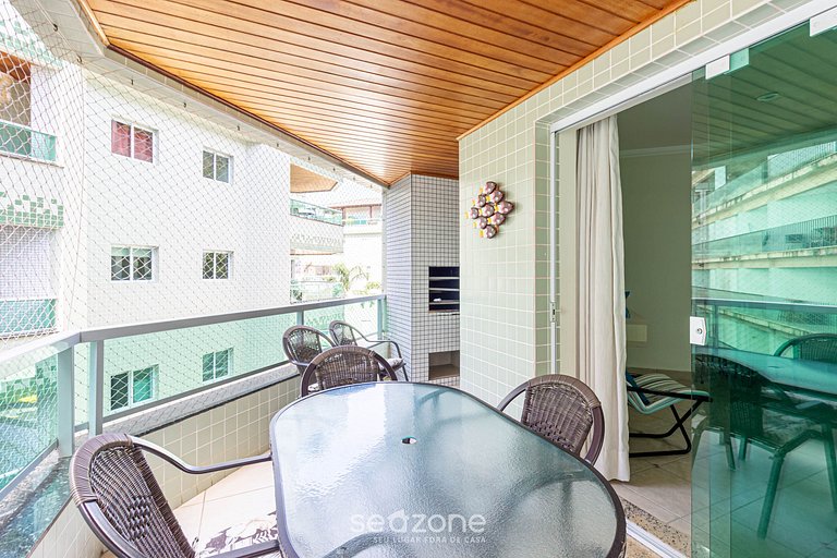 Apto c/ Churrasqueira a 180m da Praia CGB0035