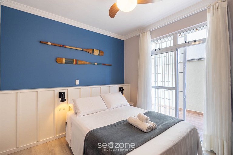 Apto c/ varanda e churrasq. a 30m do Mar RDM0101