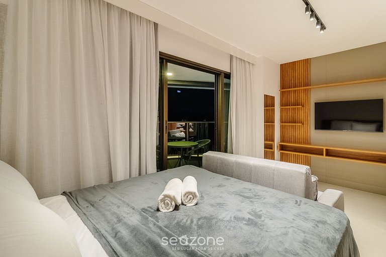 Studio incrível à beira-mar com varanda - SPB0502