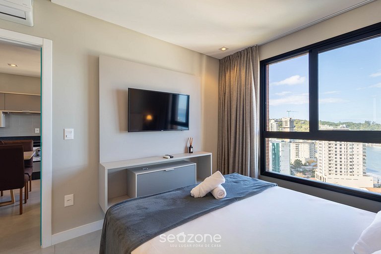 Apto c/ varanda, churrasqueira e vista mar MHF1808