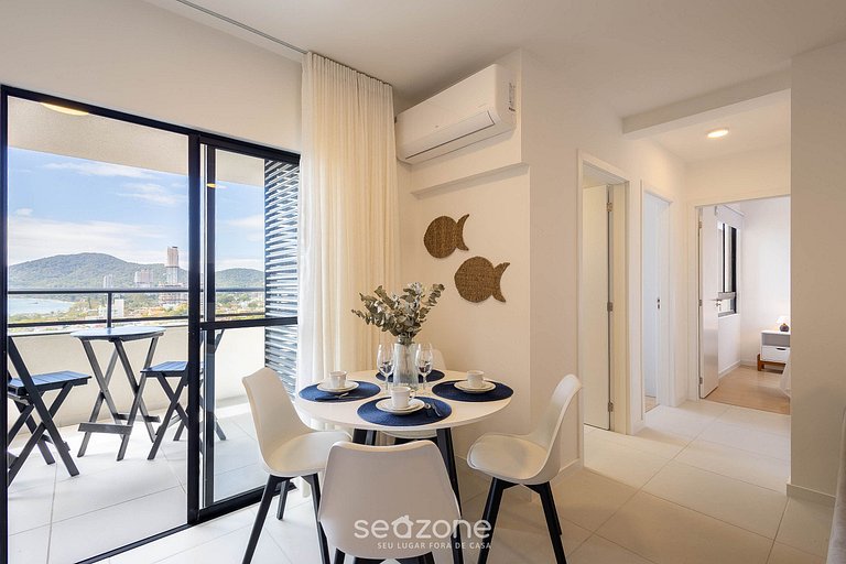 Apto 2Q c/ varanda churrasq. e vista mar - SKL1204