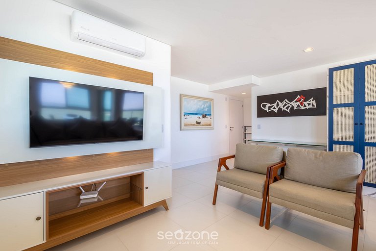 Apto c/ varanda, churasqueira e vista Mar SHC0801