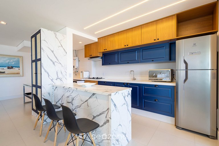 Apto c/ varanda, churasqueira e vista Mar SHC0801