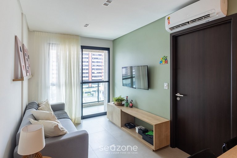 Apartamento moderno com uma suíte a 700 metros da praia ELR0