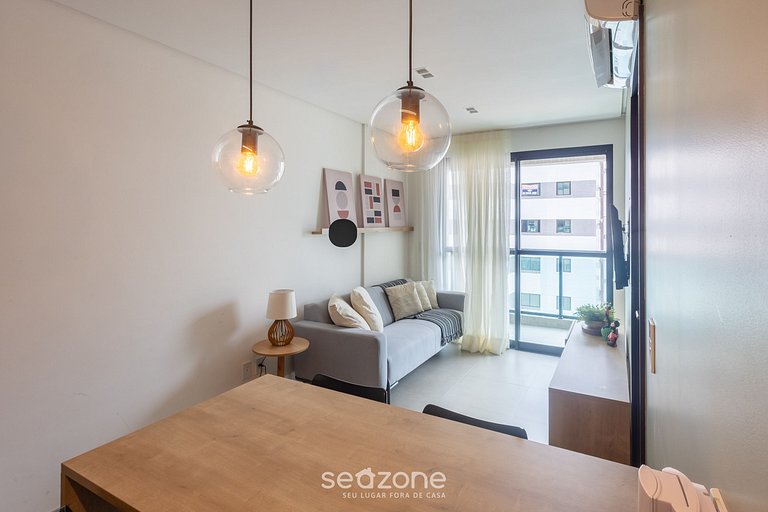 Apartamento moderno com uma suíte a 700 metros da praia ELR0