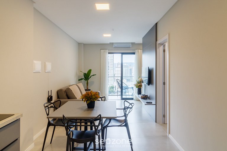 Studio moderno c/ varanda a 220m do mar - FFS1107