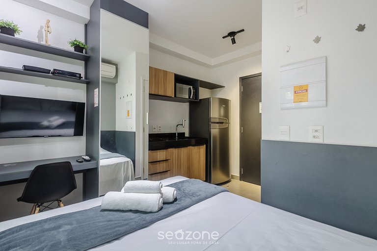 Studio em cond. c/ piscina a 130m do metrô FRE1007