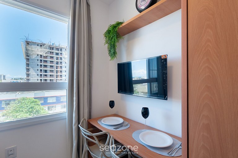 Studio Moderno a 160m do mar em prédio SAA0321
