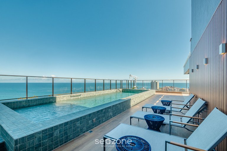 Apto c/ vista mar em prédio c/ piscina EDF1303