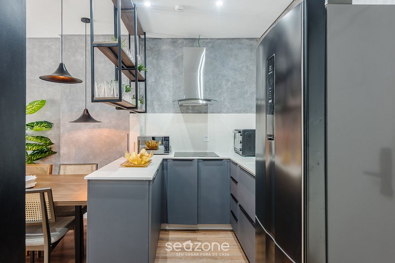 Apto c/ churrasq. privativa a 220m do Mar FFS0408