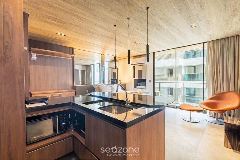 Studio vista lateral mar c/ varanda | NWT1104