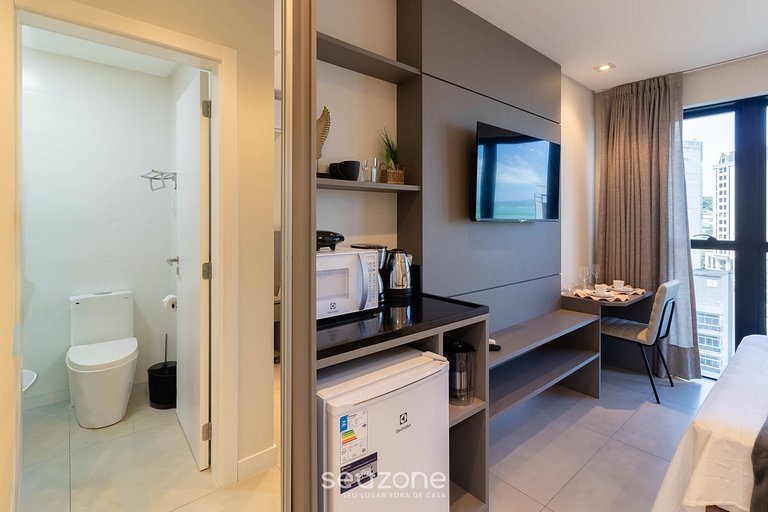 Studio 280m da praia em prédio c/ piscina MHFA0804