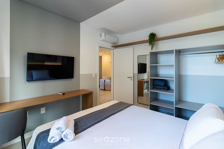 Apto vista mar c/ churrasq. 280m da praia MHF0602