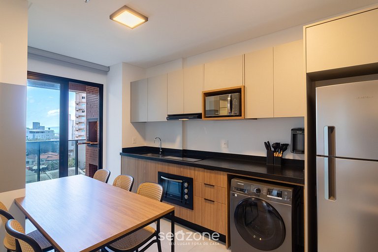 Apto vista mar c/ churrasq. 280m da praia MHF0602