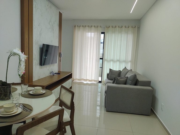 Apt c/ 2 suítes e churrasq. 650m da praia RGO0301