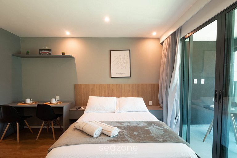 Estudio en cond. frente al mar con piscina ARU0727