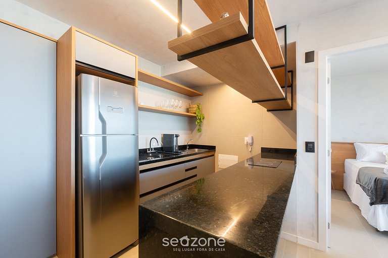 Apto vista al mar en edificio c/ piscina EDF1303