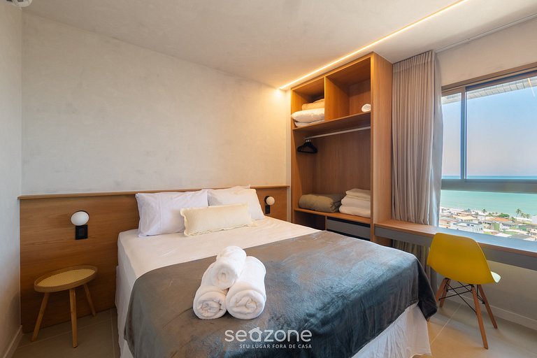 Apto vista al mar en edificio c/ piscina EDF1303