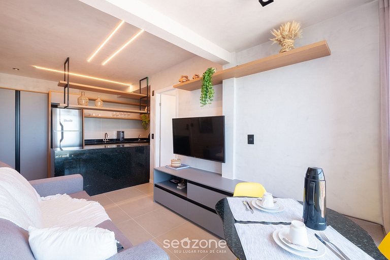 Apto vista al mar en edificio c/ piscina EDF1303