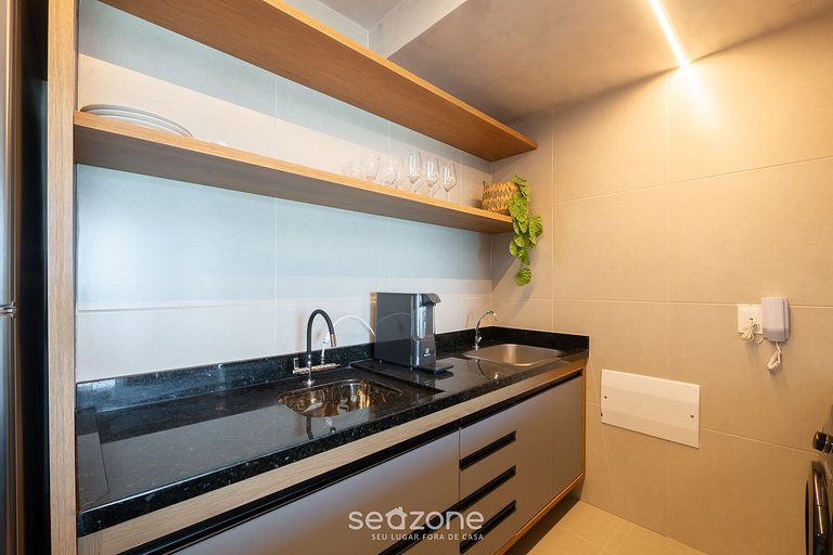 Apto vista al mar en edificio c/ piscina EDF1303