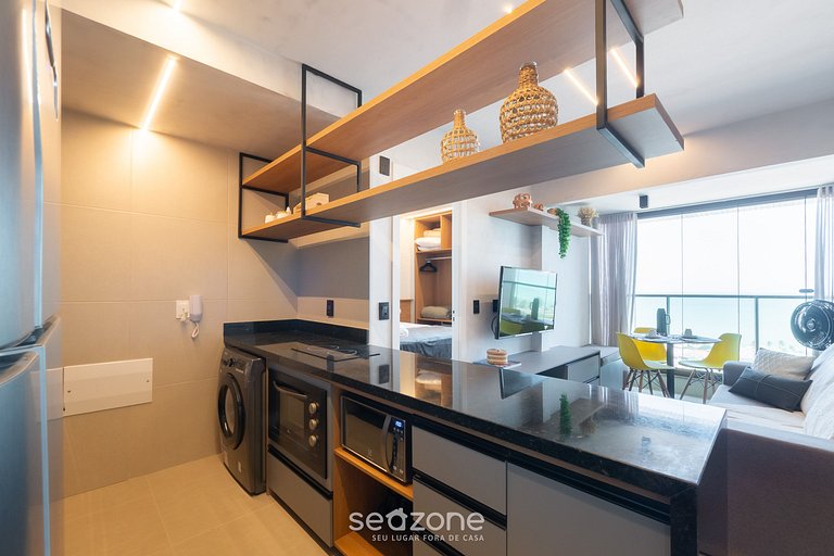 Apto vista al mar en edificio c/ piscina EDF1303