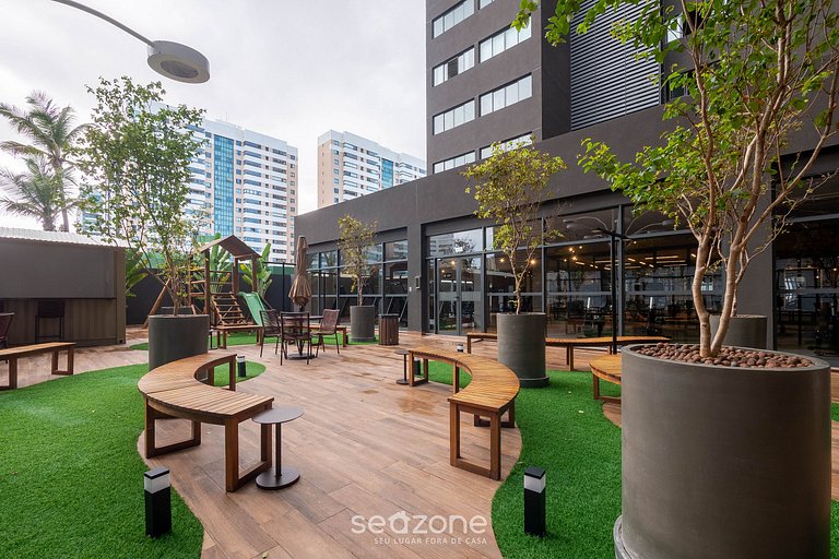 Estudio en cond. frente al mar con piscina ARU0727