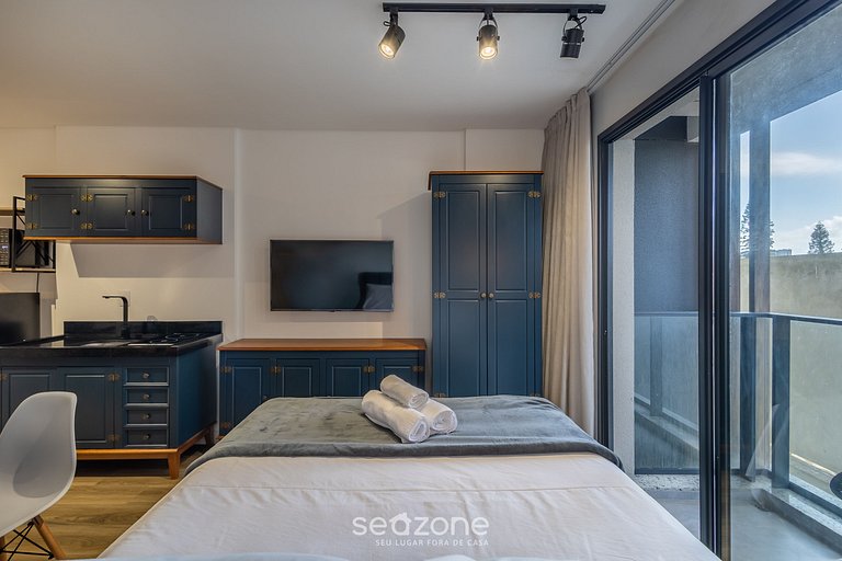 Estúdio c/ Varanda a 50 m da Praia PSO0406