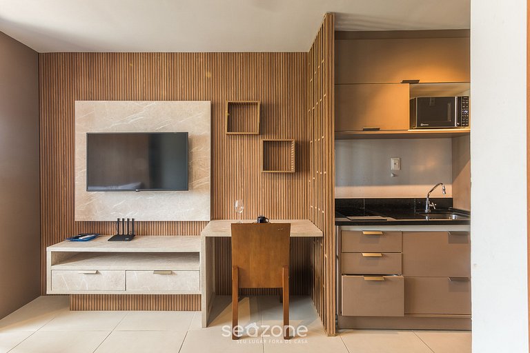 Studio a 220 m do mar em cond. c/ piscina BPM0909