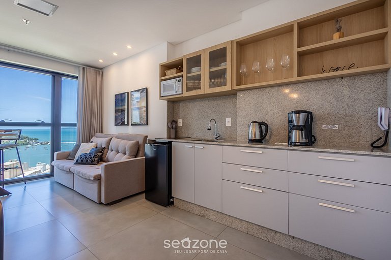 Apto 1Q c/ vista mar e acad. 280m da Praia MHF1807