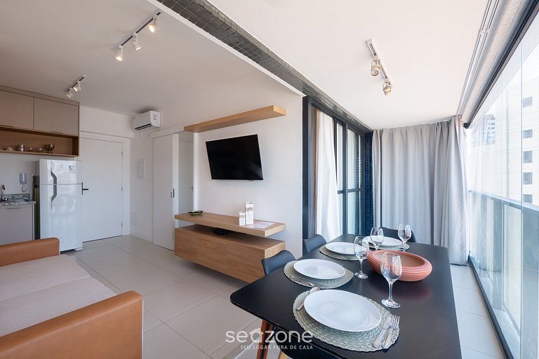 Apto c/ varanda na Barra, 400m do Mar BLB1501