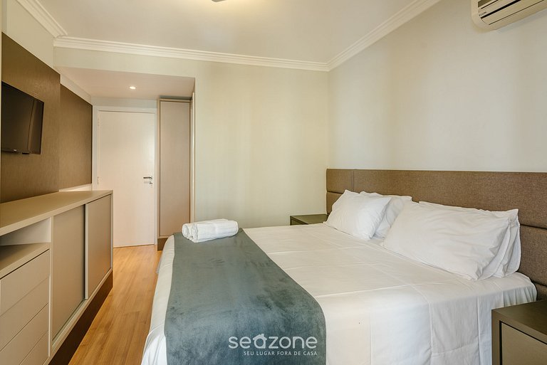 Apto c/ varanda e churrasq. a 200m do Mar TVN0301