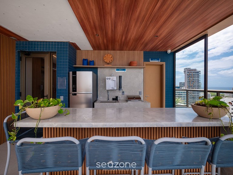 Studio em edf. c/ Piscina a 270m do Mar ATL0903