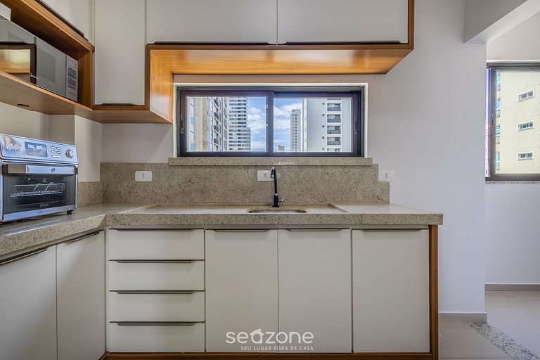 Apt c/ 2 suítes e churrasq. 650m da praia RGO0301