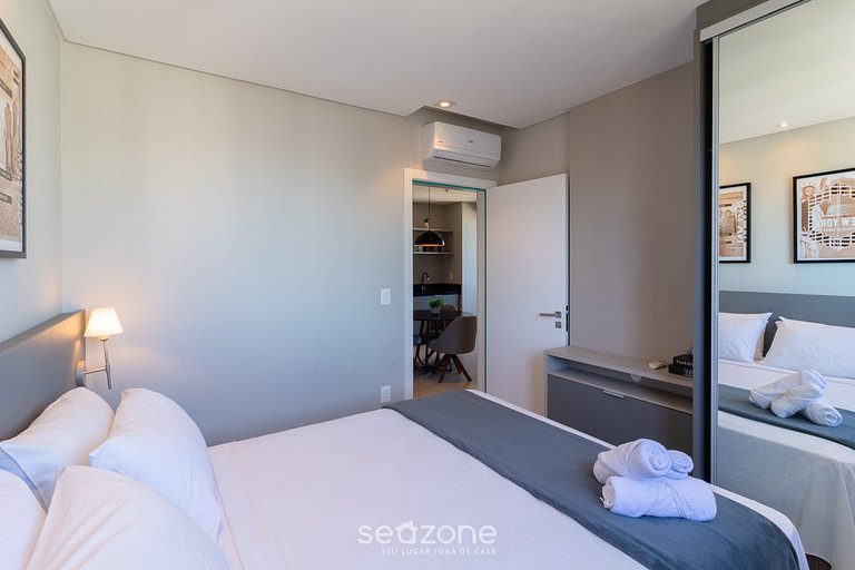 Apto c/ varanda e churrasq. a 280m do mar MHF1508