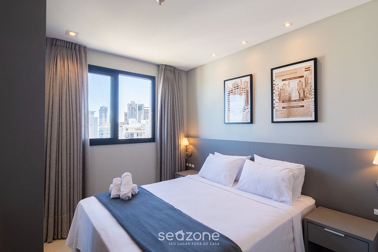 Apto c/ balcón y parrillero, 280 m del mar MHF1508