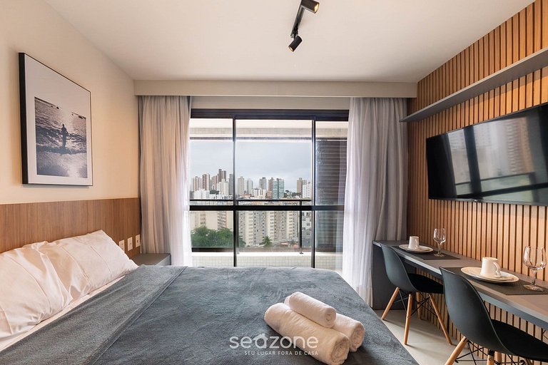 Studio con balcón y vista parcial al mar ZNB1604