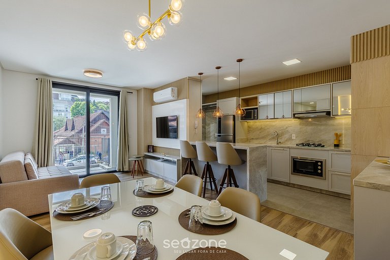 Apto c/ balcón en el Centro de Gramado - CBG0027