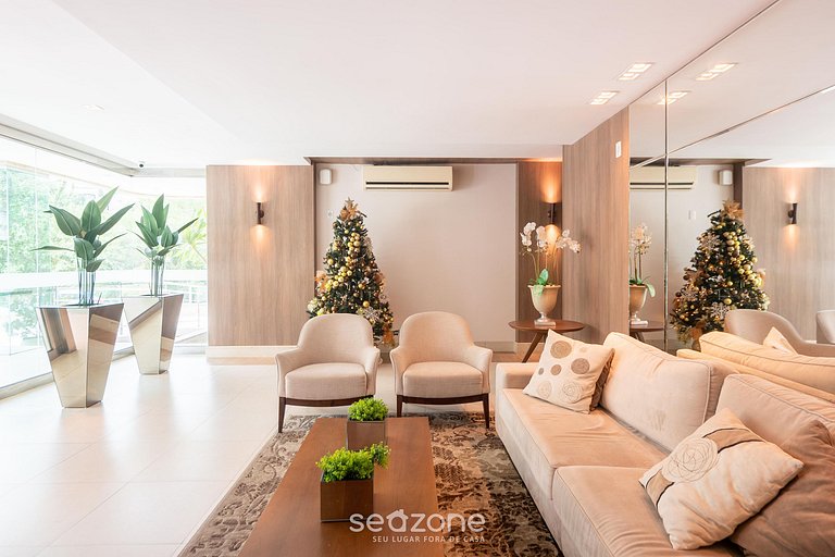 Apto c/ churrasq. e varanda, 230m da Praia EPD0202