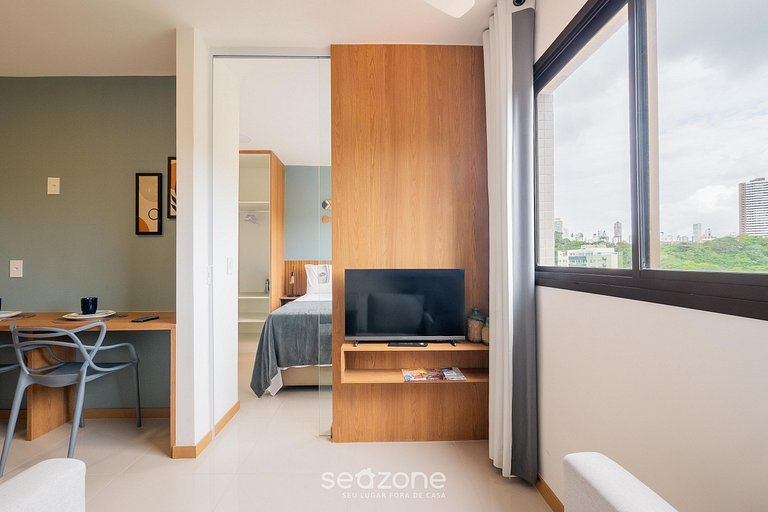 Apto c/ churrasq. no prédio a 290m do Mar HOA0910