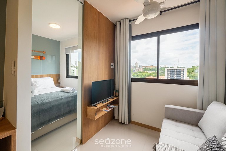 Apto c/ churrasq. no prédio a 290m do Mar HOA0910