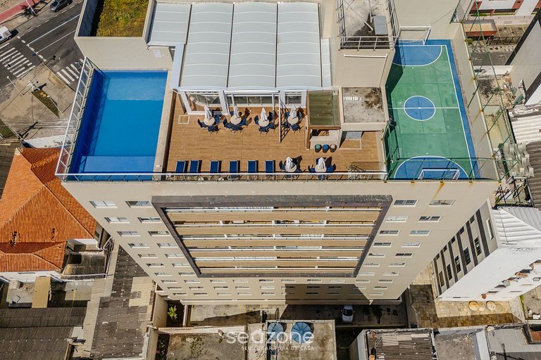 Studio em prédio c/ piscina a 70m da Praia SMA0314